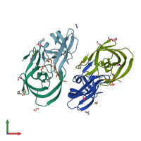 PDB entry 4obh coloured by chain, front view.
