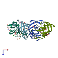 PDB entry 4obh coloured by chain, top view.