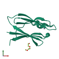 PDB entry 4obi coloured by chain, front view.