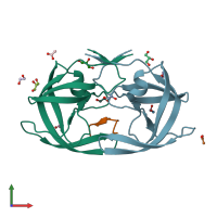PDB entry 4obj coloured by chain, front view.