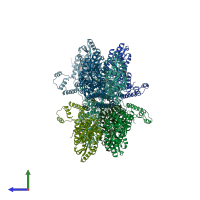 PDB entry 4obu coloured by chain, side view.