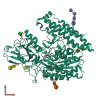 PDB entry 4oc0 coloured by chain, front view.