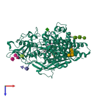 PDB entry 4oc2 coloured by chain, top view.