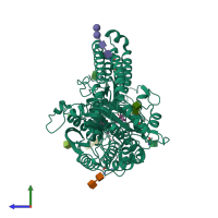 PDB entry 4oc4 coloured by chain, side view.