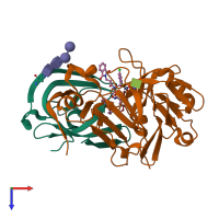 PDB entry 4oc6 coloured by chain, top view.