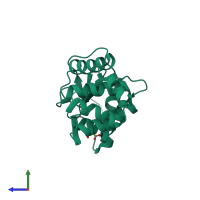 PDB entry 4oce coloured by chain, side view.