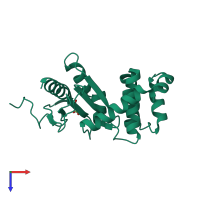 PDB entry 4oce coloured by chain, top view.