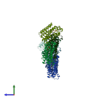 PDB entry 4od5 coloured by chain, side view.