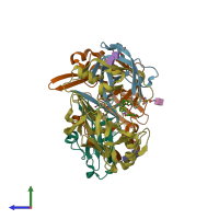 PDB entry 4od9 coloured by chain, side view.