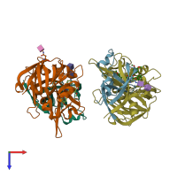 PDB entry 4od9 coloured by chain, top view.