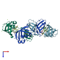 PDB entry 4odo coloured by chain, top view.