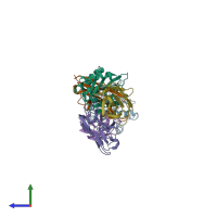 PDB entry 4odx coloured by chain, side view.
