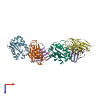 PDB entry 4odx coloured by chain, top view.