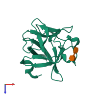 PDB entry 4oee coloured by chain, top view.