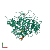 PDB entry 4oek coloured by chain, front view.