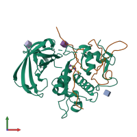 PDB entry 4oel coloured by chain, front view.