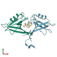 PDB entry 4oep coloured by chain, front view.