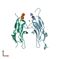 PDB entry 4of6 coloured by chain, front view.