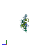 PDB entry 4of8 coloured by chain, side view.