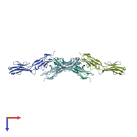 PDB entry 4of8 coloured by chain, top view.