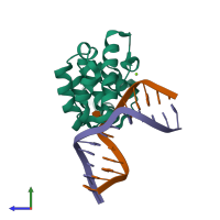 PDB entry 4ofa coloured by chain, side view.