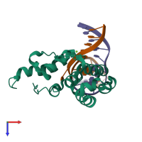 PDB entry 4ofe coloured by chain, top view.