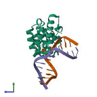 PDB entry 4ofh coloured by chain, side view.