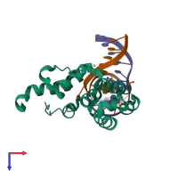 PDB entry 4ofh coloured by chain, top view.