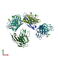 PDB entry 4ofi coloured by chain, front view.