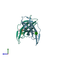 PDB entry 4ofk coloured by chain, side view.