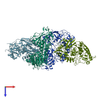 PDB entry 4ofo coloured by chain, top view.