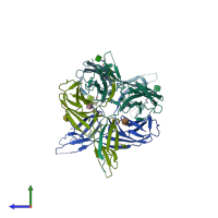 PDB entry 4ofp coloured by chain, side view.