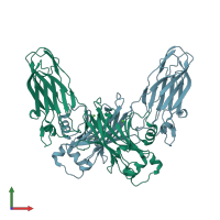 PDB entry 4ofq coloured by chain, front view.