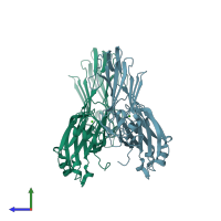 PDB entry 4ofq coloured by chain, side view.