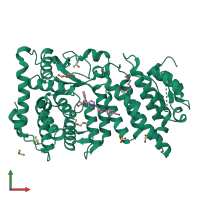 PDB entry 4og3 coloured by chain, front view.