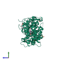 PDB entry 4og7 coloured by chain, side view.