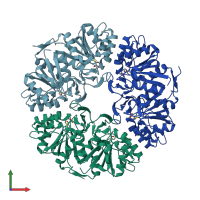 PDB entry 4ogg coloured by chain, front view.