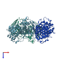 PDB entry 4ogg coloured by chain, top view.
