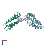 PDB entry 4ogi coloured by chain, top view.