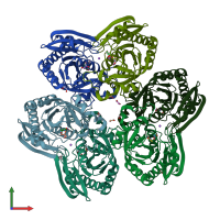 PDB entry 4ogl coloured by chain, front view.