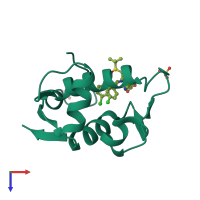 PDB entry 4ogn coloured by chain, top view.