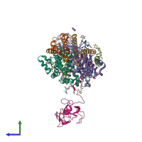 PDB entry 4ogq coloured by chain, side view.