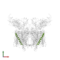 Cytochrome b6-f complex subunit 6 in PDB entry 4ogq, assembly 1, front view.