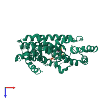 PDB entry 4ogu coloured by chain, top view.