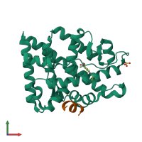 PDB entry 4oha coloured by chain, front view.