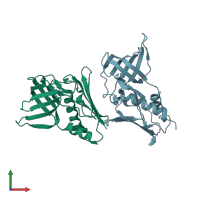 PDB entry 4ohj coloured by chain, front view.
