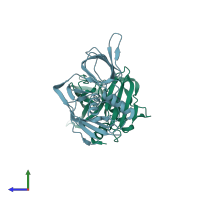 PDB entry 4ohj coloured by chain, side view.