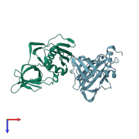 PDB entry 4ohj coloured by chain, top view.
