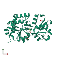 PDB entry 4ohn coloured by chain, front view.