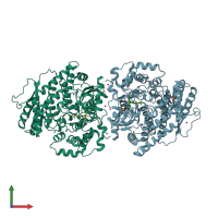 PDB entry 4oho coloured by chain, front view.